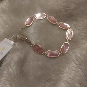 Millie Gold Link Bracelet Peach Mother of Pearl